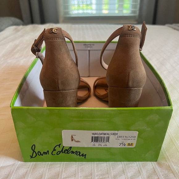 Sam Edelman Yaro Block Heel Sandals – Oatmeal Suede - Size 7.5 M - Picture 7 of 9